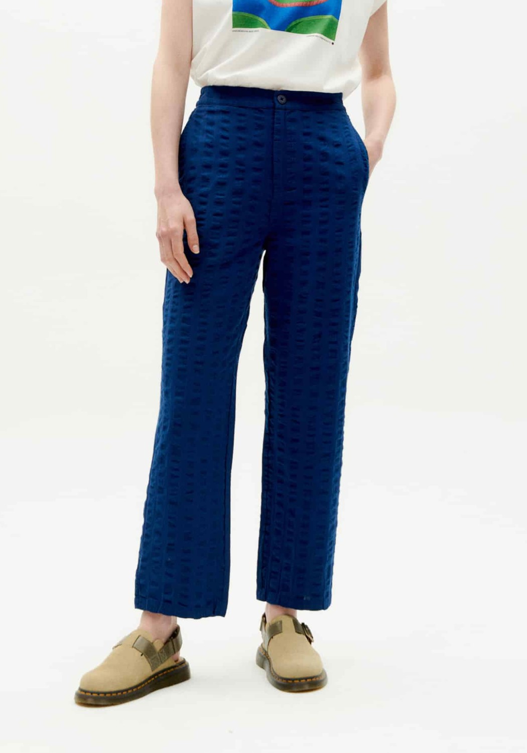 Thinking Mu Stoffhose Mariam Big Seersucker Navy