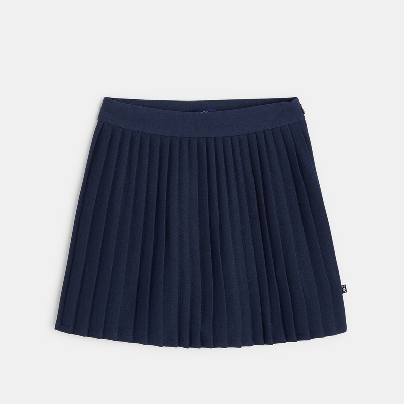 Jupe courte et plissée unie bleue fille
