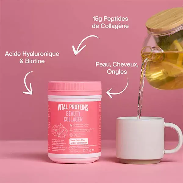 Vital Proteins Beauty Collagen Collagène, Acide Hyaluronique Fraise/Citron 271g