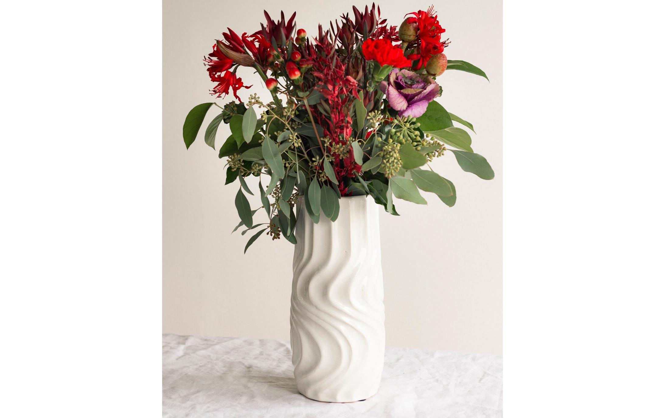 Vase Twist 29.5 cm, WeissVase aus Steingut