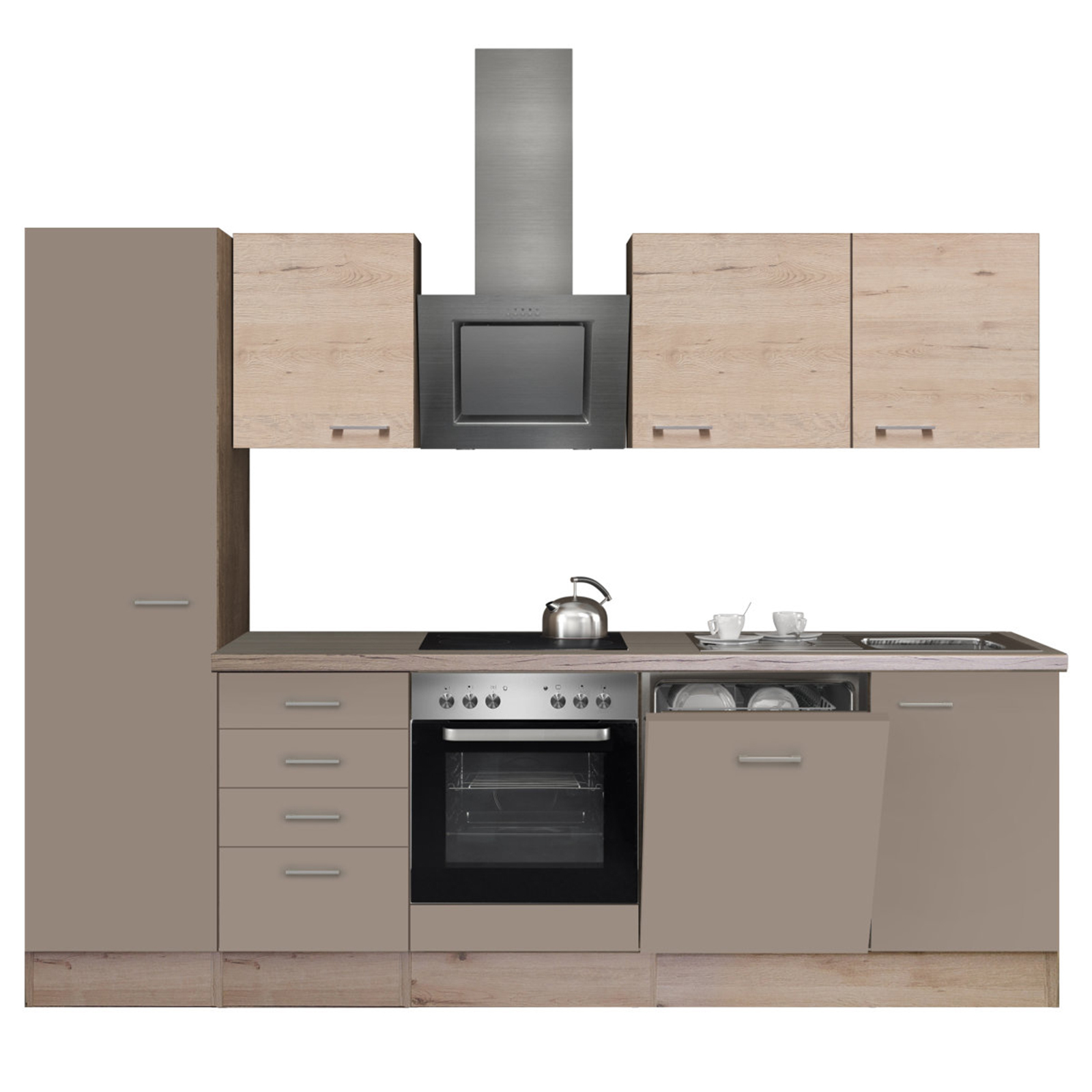 Küchenblock RIVA - Quarz-Cubanit-San Remo - mit E-Geräten - 270 cm