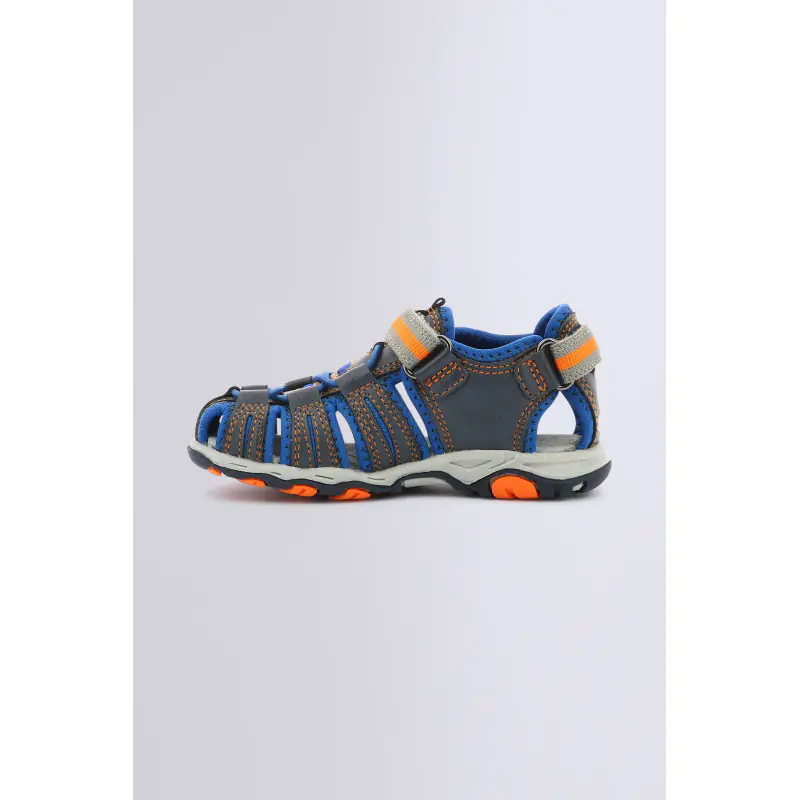 KAWA BLEU MARINE ORANGE SANDALES Cuir Mixte