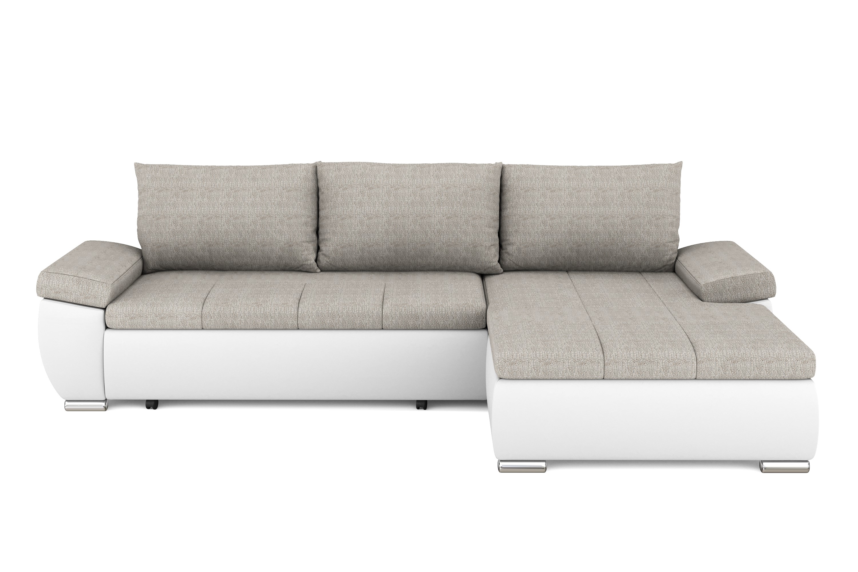 Ecksofa mit Schlaffunktion KIRA rechts weiss/grau