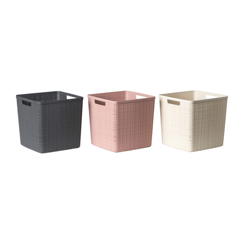 Curver jute opbergmand cube - 17 liter - grijs