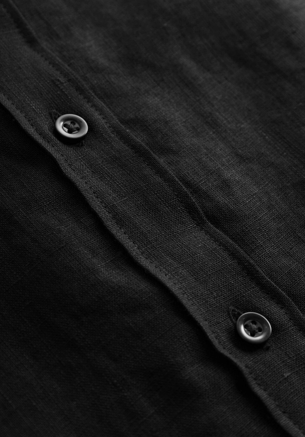 Knowledge Cotton Apparel Hemdbluse Aster Fold Up SS Linen Shirt Black Jet