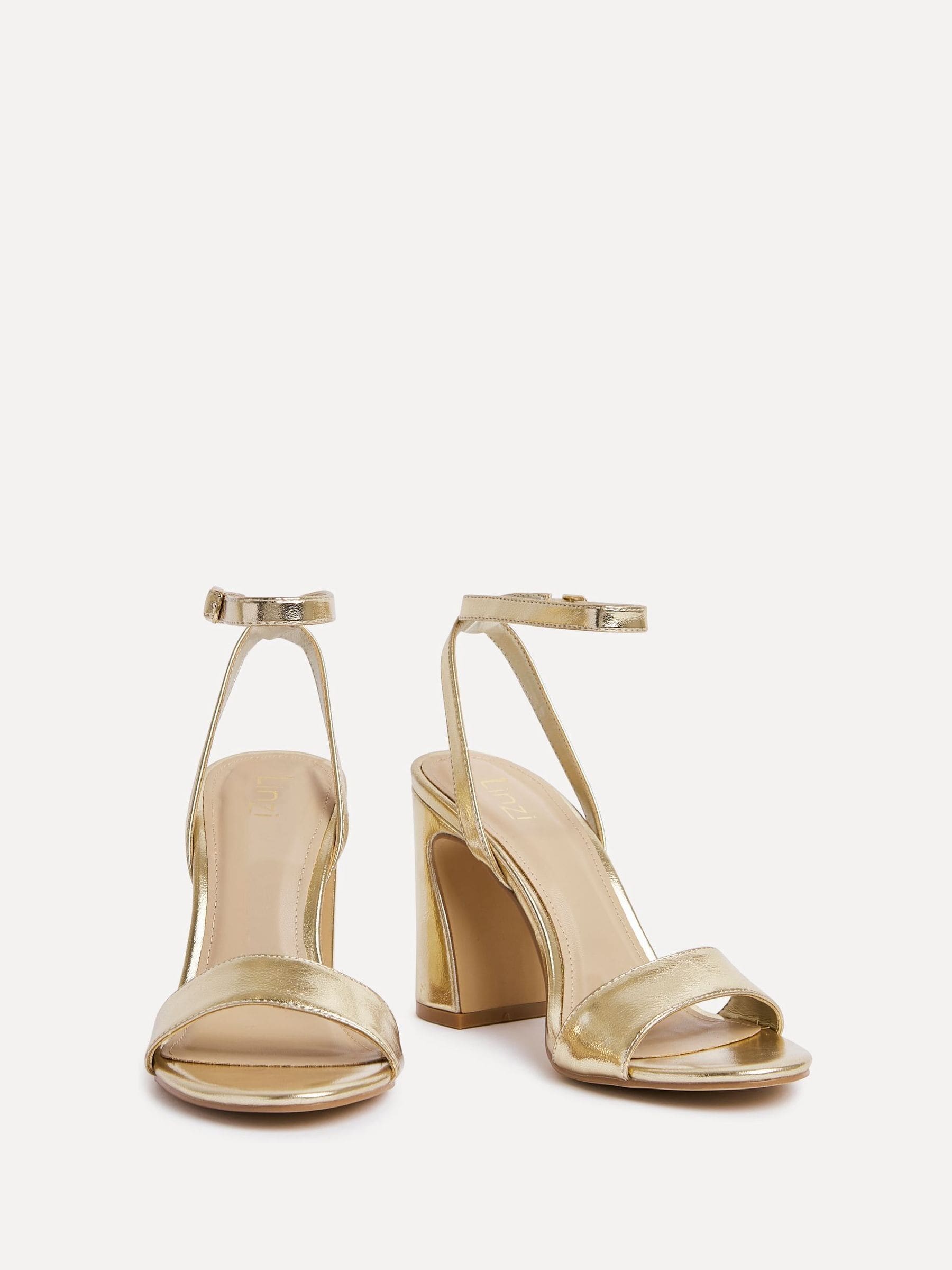Goud - Linzi Trance Block Heel Sandals