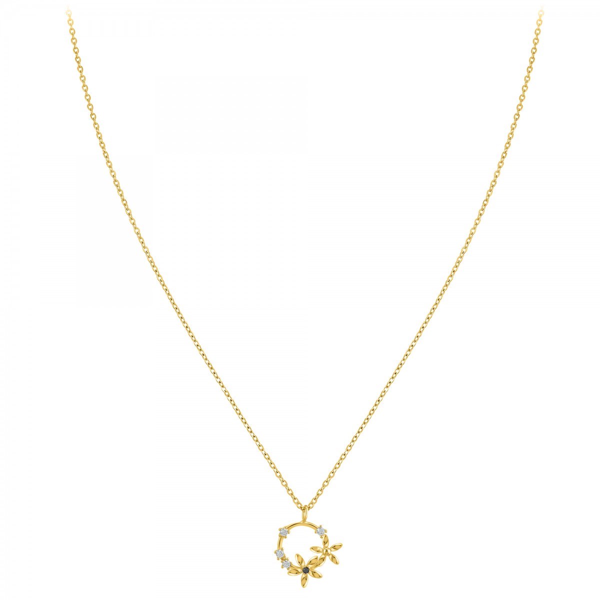 Collier Fleurs par SC Bohème orné d'un véritable diamant noir