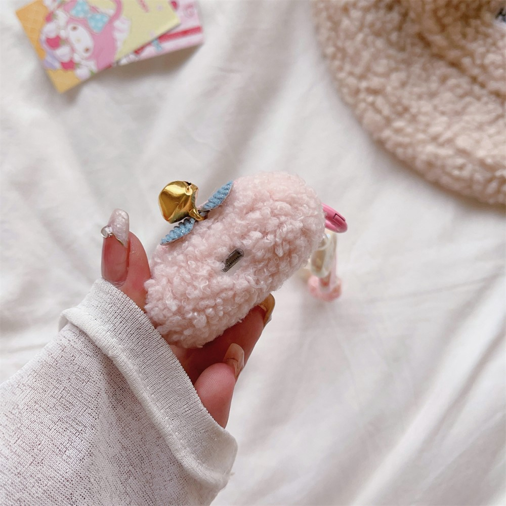 AirPods (3. Generation) Gummi Case Schutzhülle mit Handschlaufe - Cartoon Bär (Rosa)