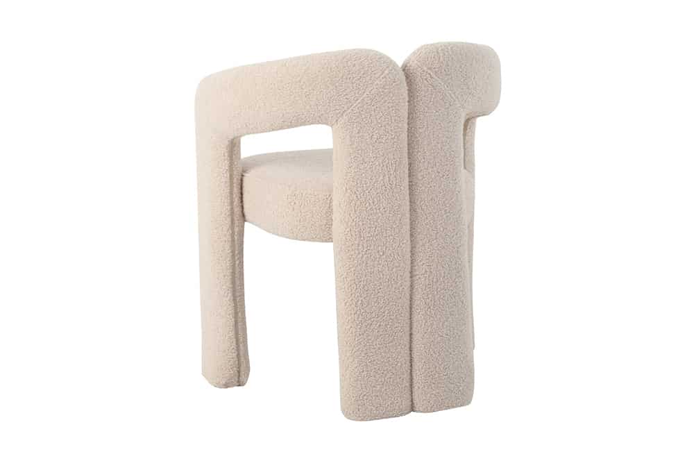 Design Stuhl ARCH beige Teddy Fleece mit Armlehne Rundum-Bezug
