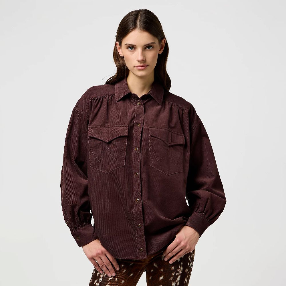 Wrangler ladies Loose Femme Yoke Western Shirt Mahogany