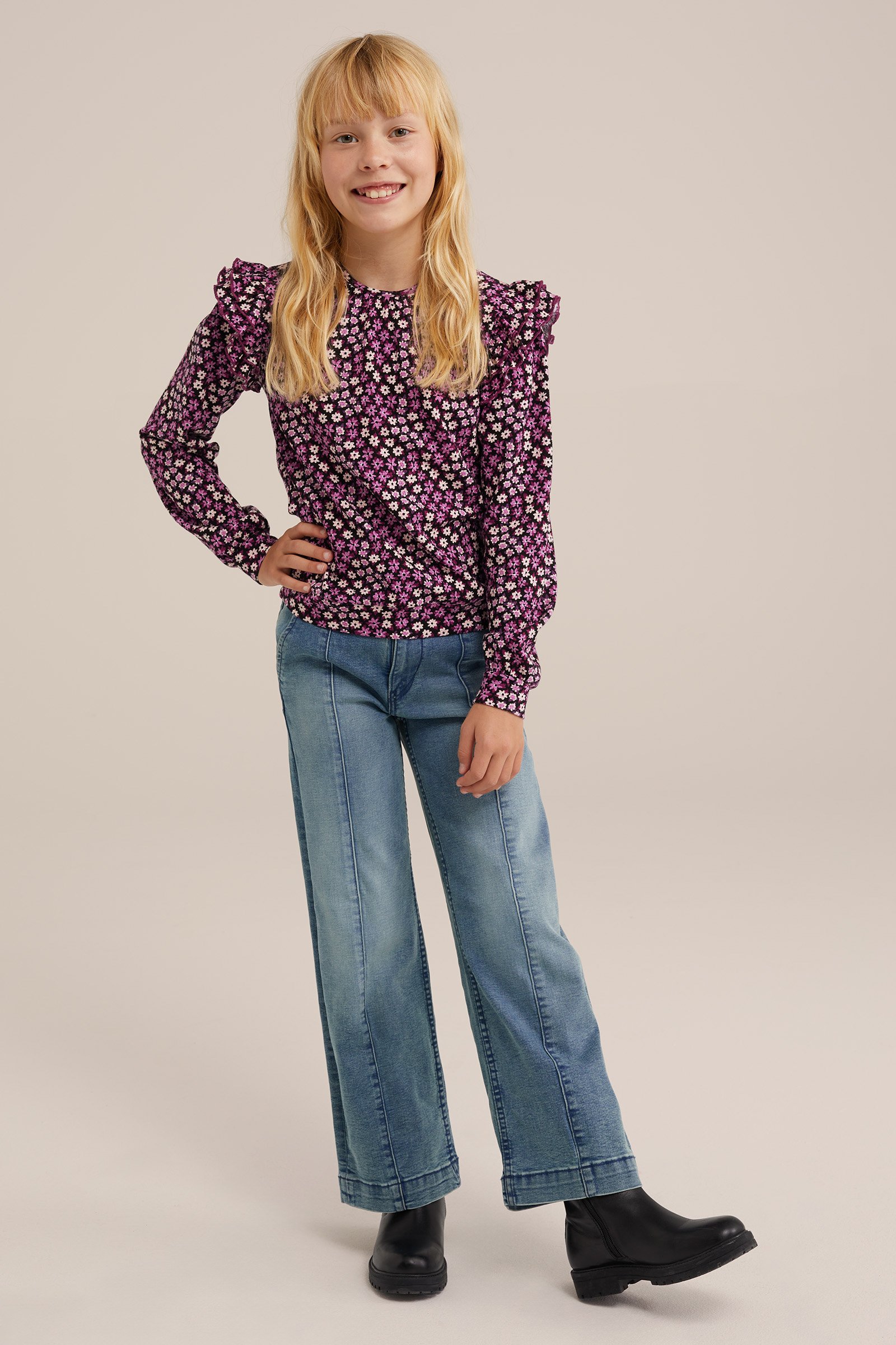 Meisjes T-shirt met dessin WE Fashion Paars