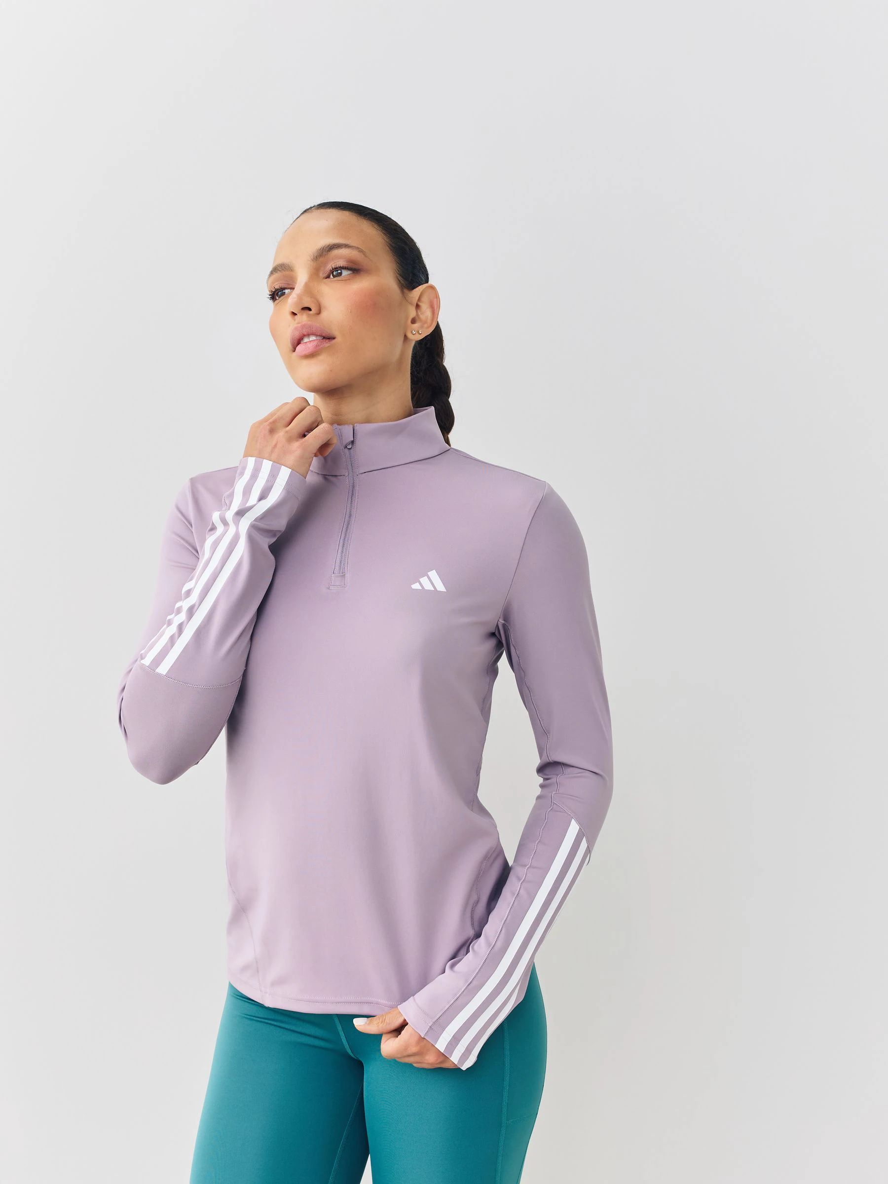 Paars - adidas Hyperglam trainingstop met kwartrits