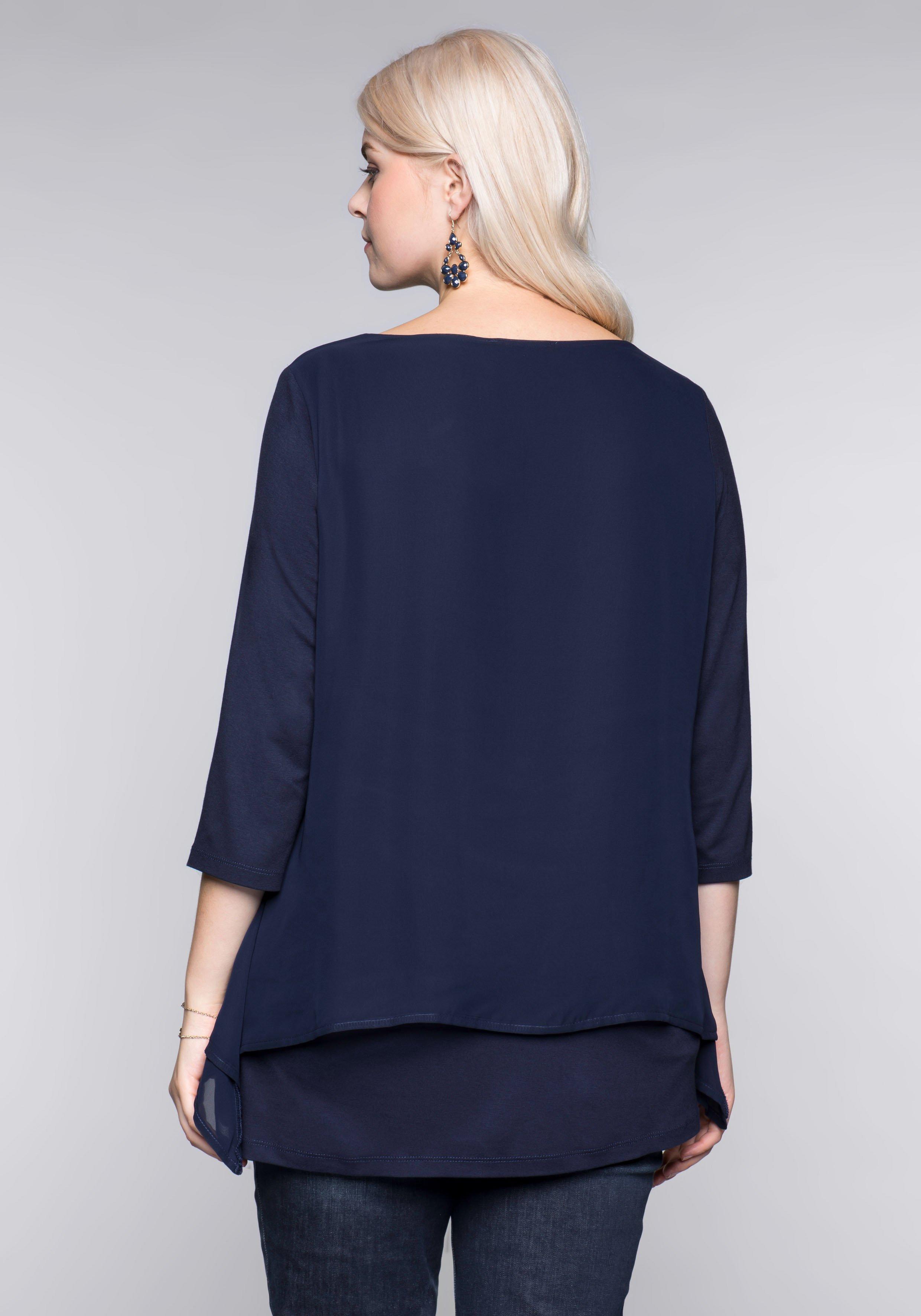 Blusenshirt in leichter A-Linie mit Zipfelsaum