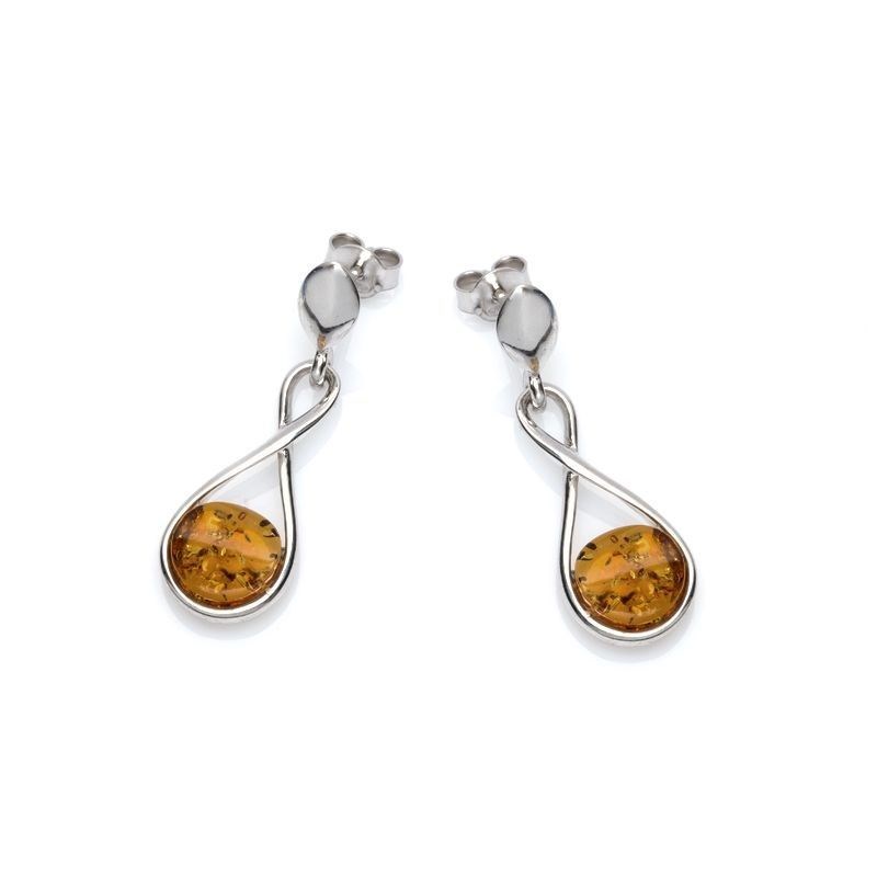 Boucle d'oreille argent 925 Ambre veritable de la mer Baltique