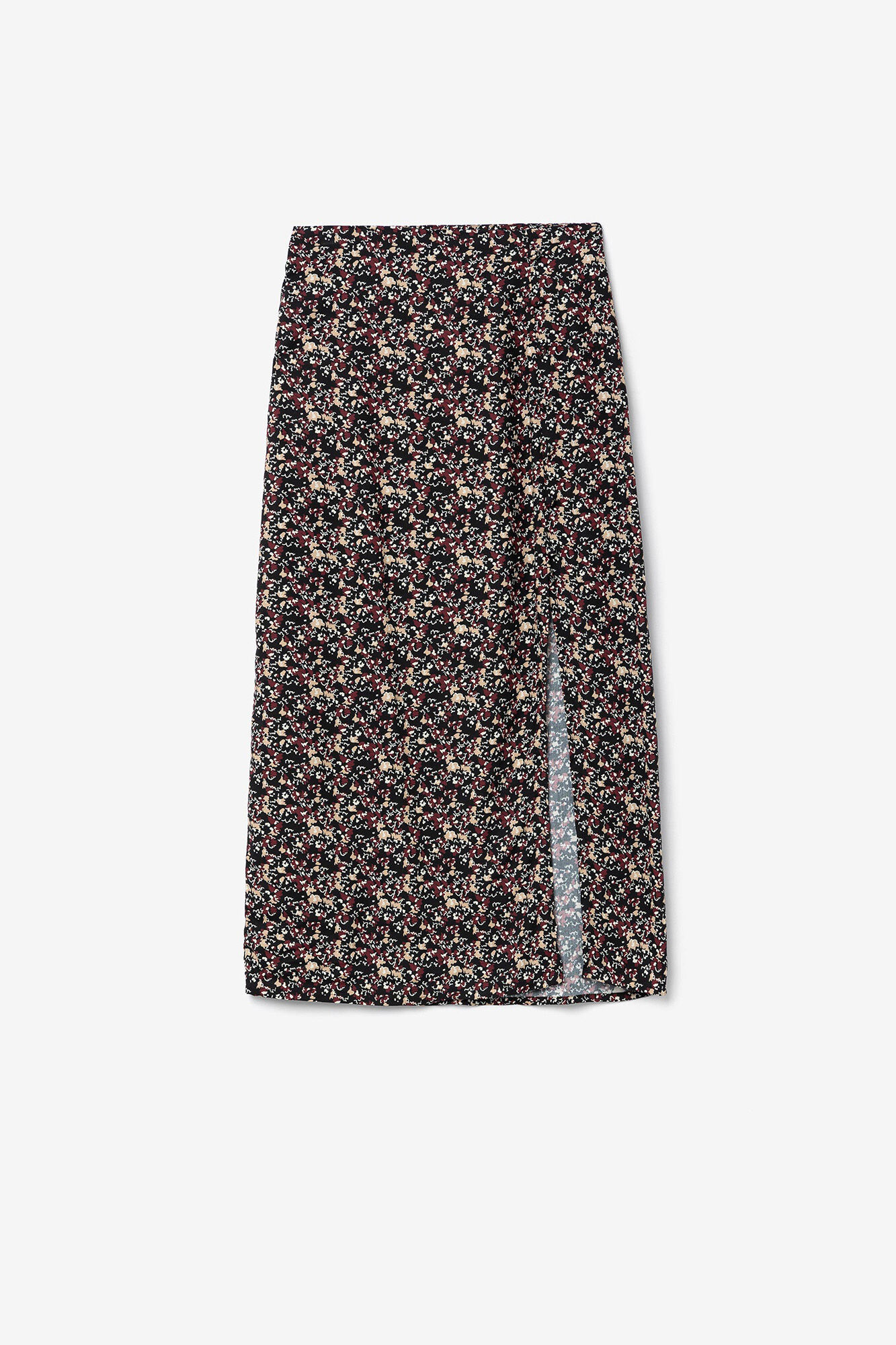 Saia midi com estampa floral
