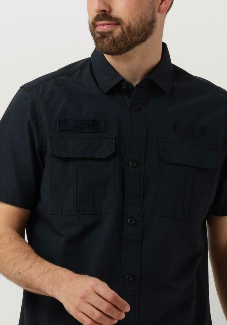 PME LEGEND blauwe pme legend casual overhemd short sleeve shirt ctn ottoman