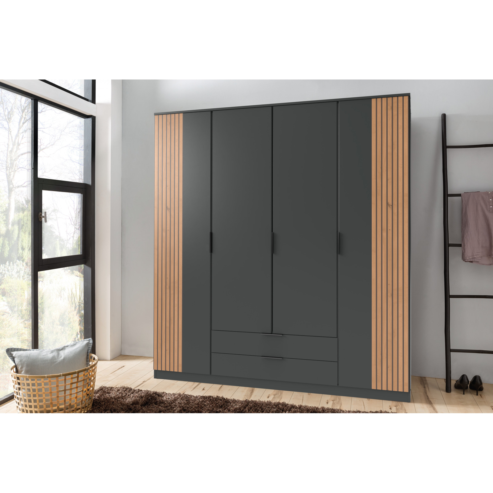 Drehtürenschrank Lübeck graphit Artisan 180 x 198 x 58 cm