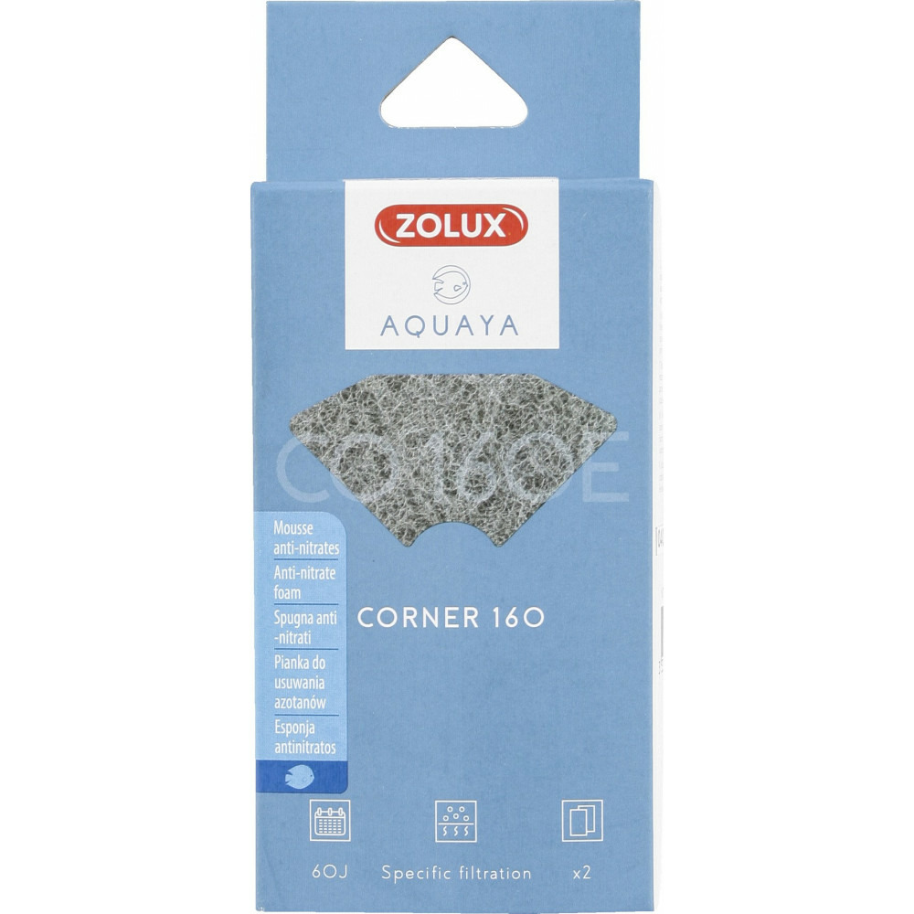 Filtre pour pompe corner 160, filtre co 160 e mousse anti-nitrates x 2 pour