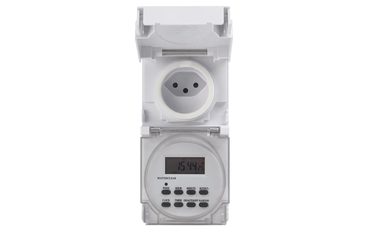 Timer Digital, T13 - T13, IP55, 10 Programme DigitalDigitaler Timer mit LED Display und T13 Steckdose für den Aussenbereich