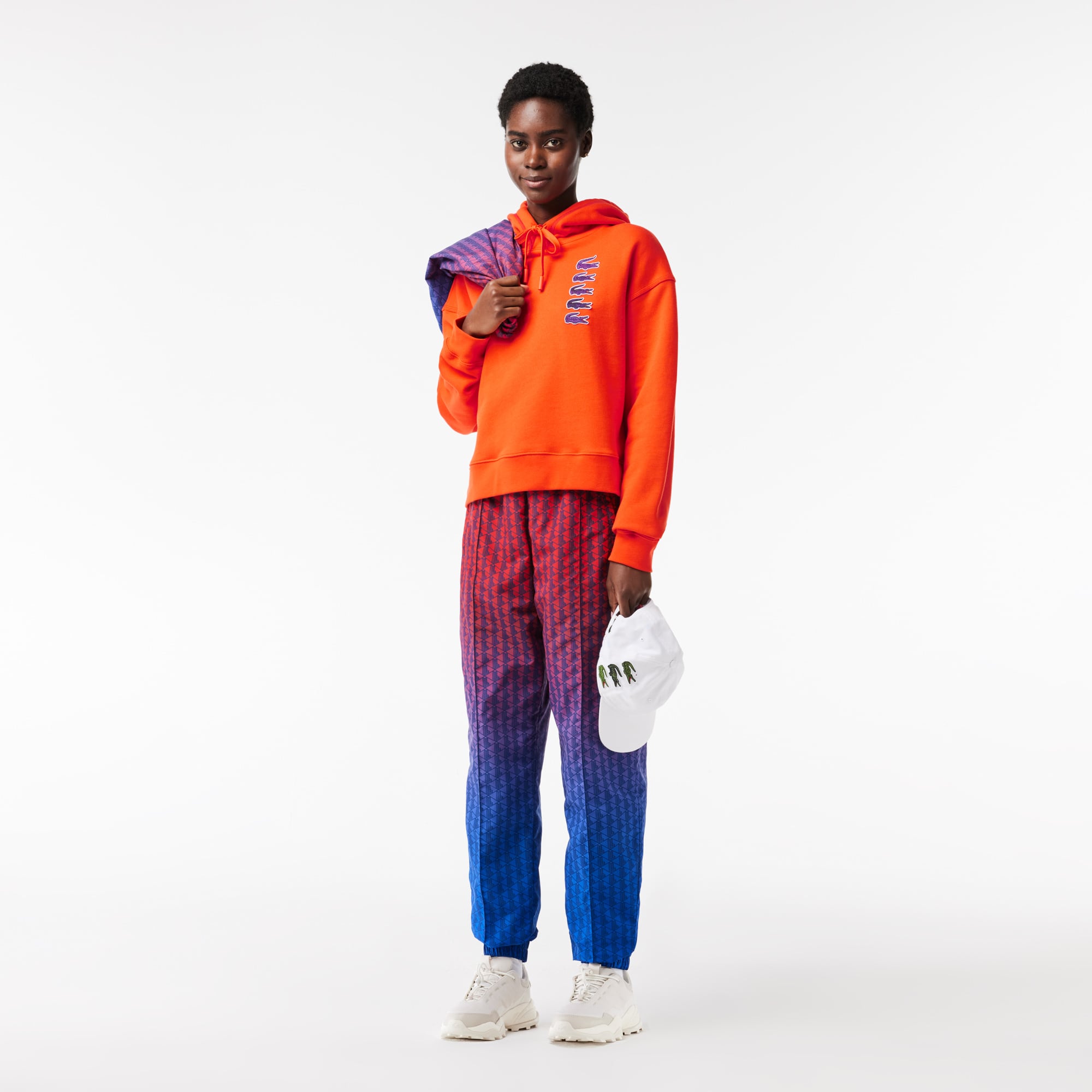 Sweatshirt à capuche avec crocodiles iconiques Sweatshirts - Orange - Lacoste - Femme