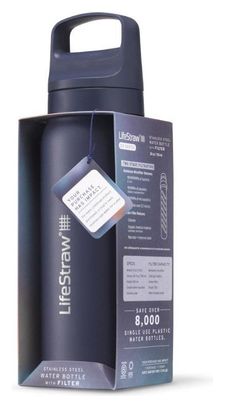 Bouteille filtre à eau LifeStraw Go 2.0 isolée en acier inoxydable 700 ml-Bleu
