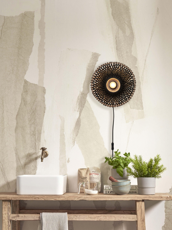 Good&Mojo Kalimantan wandlamp extra small Ø30 zwart