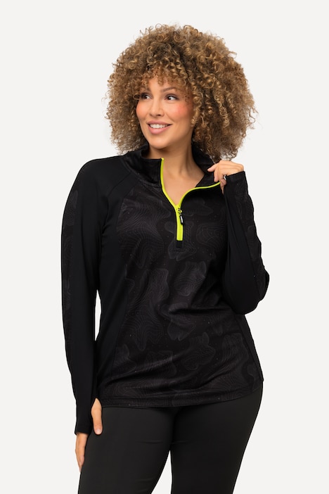 Thermoshirt, Slim, Troyerkragen, Langarm, recycelt