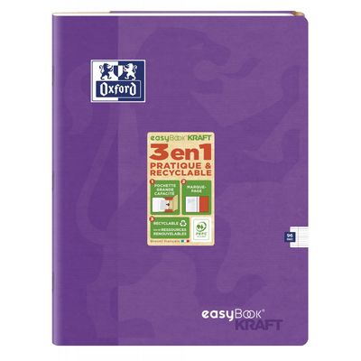 Oxford EasyBook Kraft - Cahier 24 x 32 cm - 96 pages - grands carreaux (Seyes) - disponible dans différentes couleurs