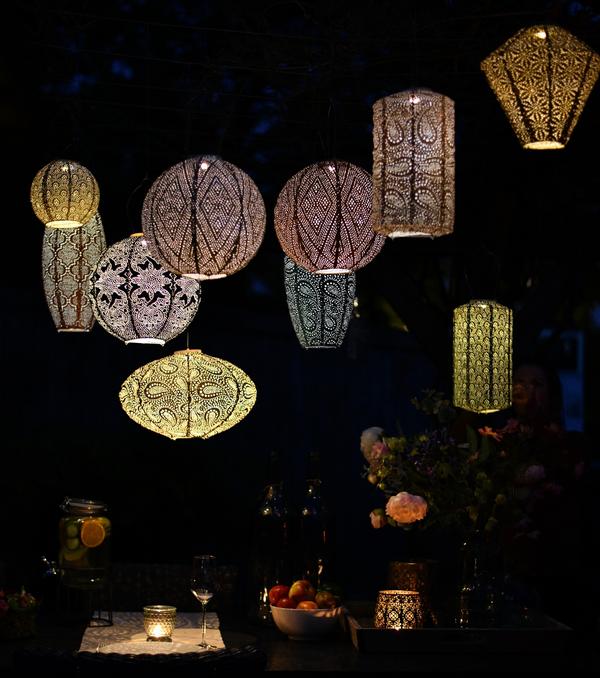 Lumiz Solar-Lampion Oval Paisley, ca. Ø40/H27