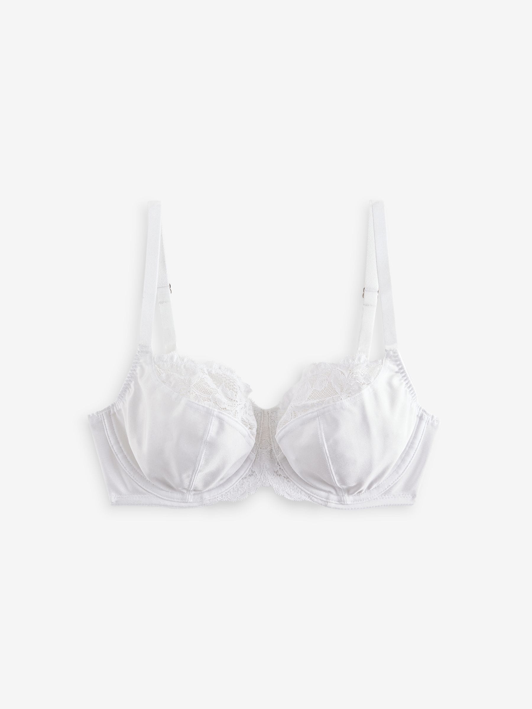 Zwart/wit/praline huidskleur - DD+ beugelbeha van microvezel en kant met volledige cups zonder vulling