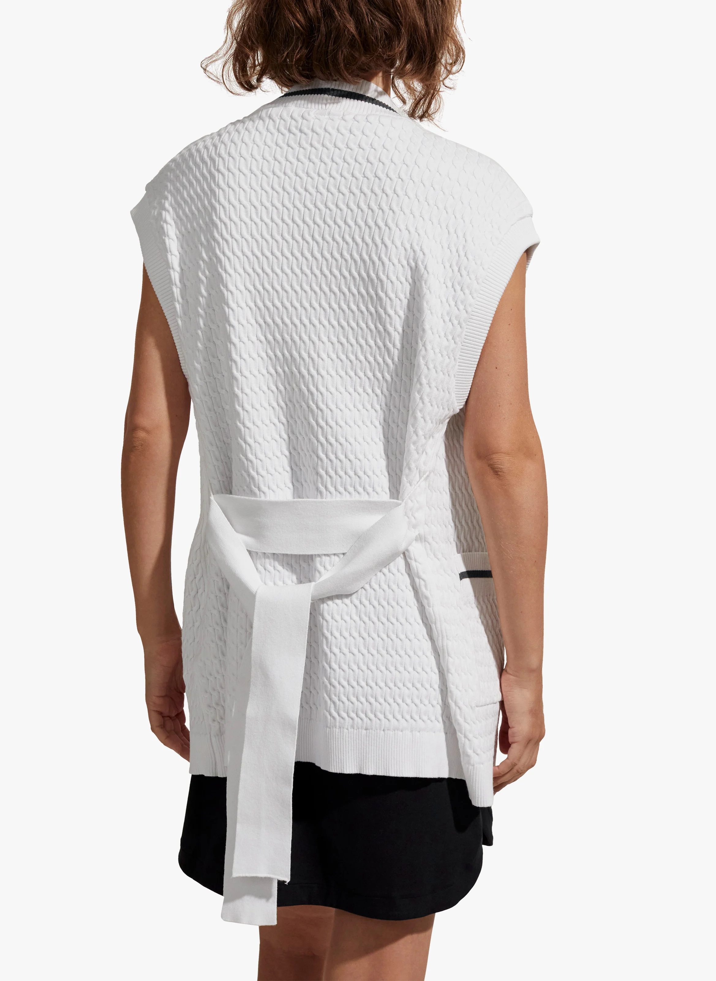 NATOMA - Cardigan col V ceinturé| Blanc