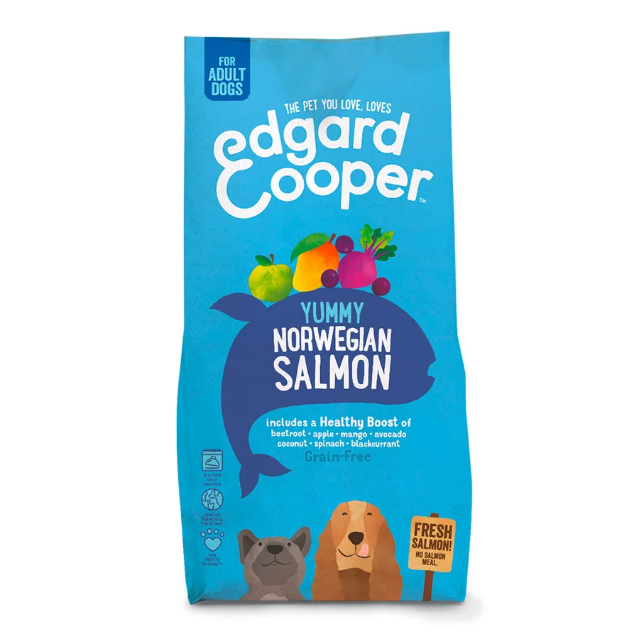 Ração para cães adultos Edgard & Cooper com salmão