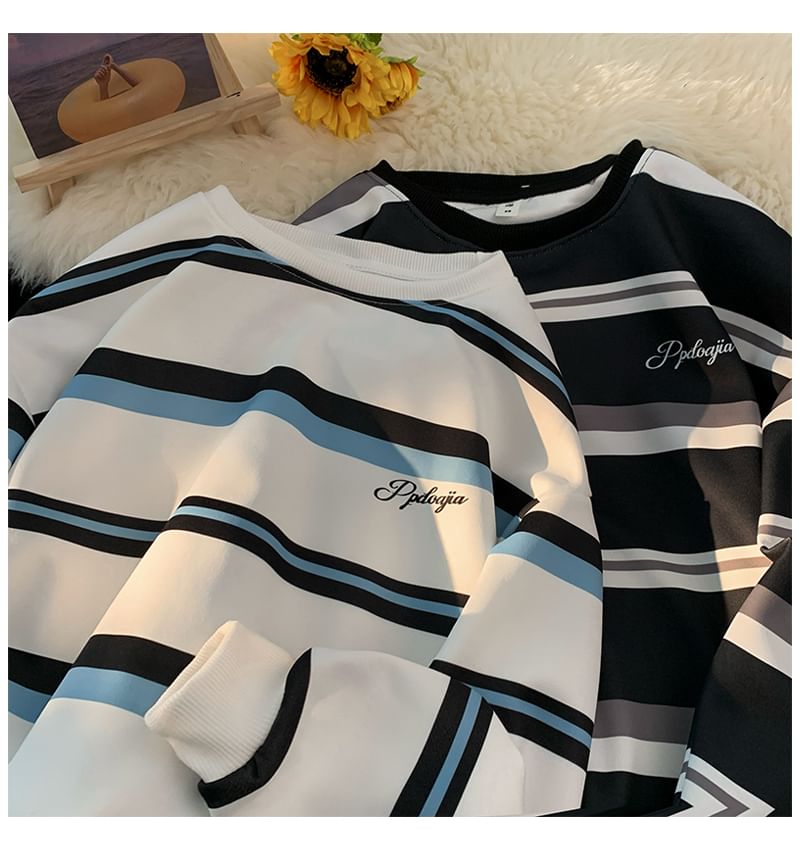 Mimiyox - T-shirt met lange mouwen, ronde hals en strepenprint