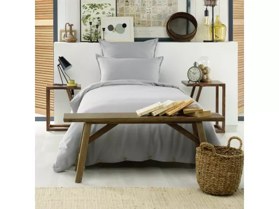 HEDDA - Taie d'Oreiller 63x63cm Flanelle de Coton Coloris Brume