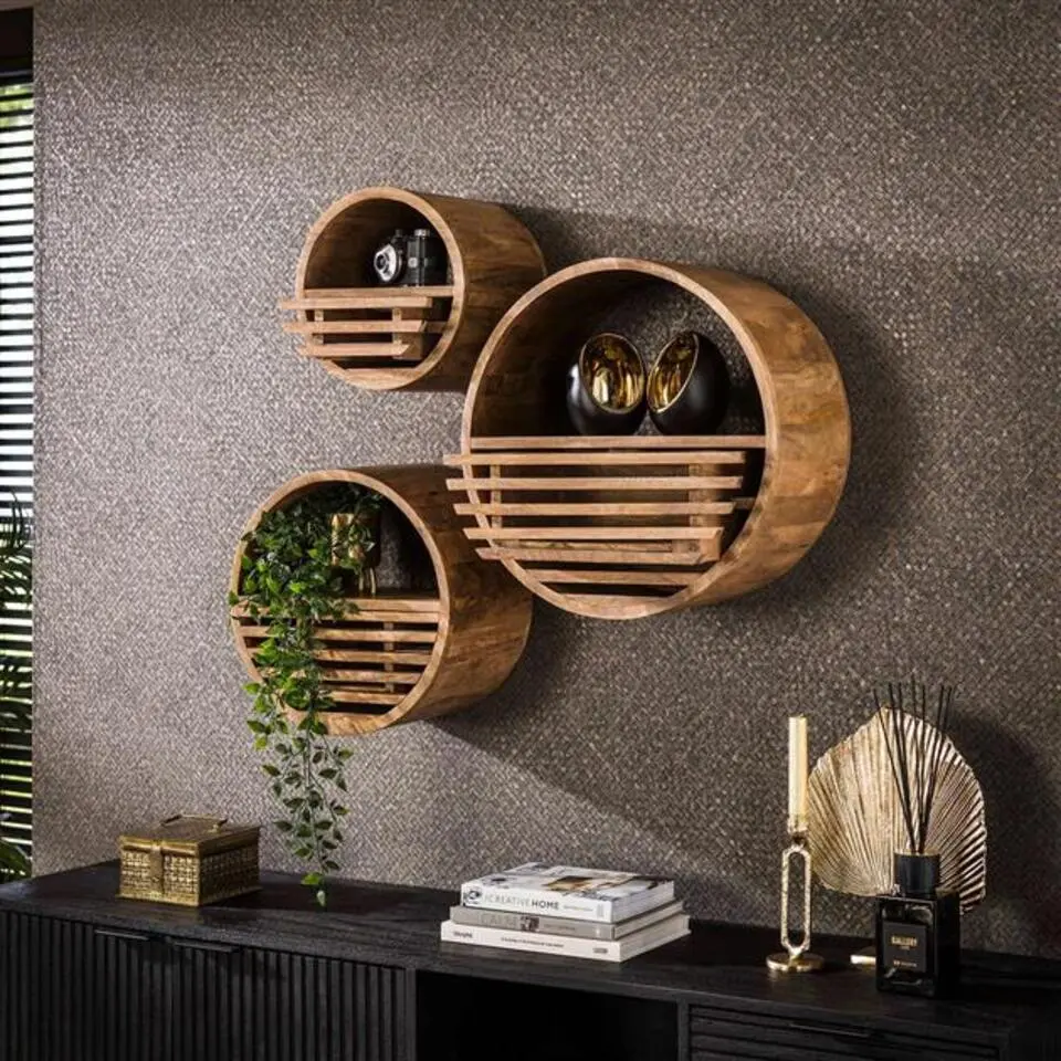 Wandplank Wes ø30x25 cm-zandkleurig mangohout