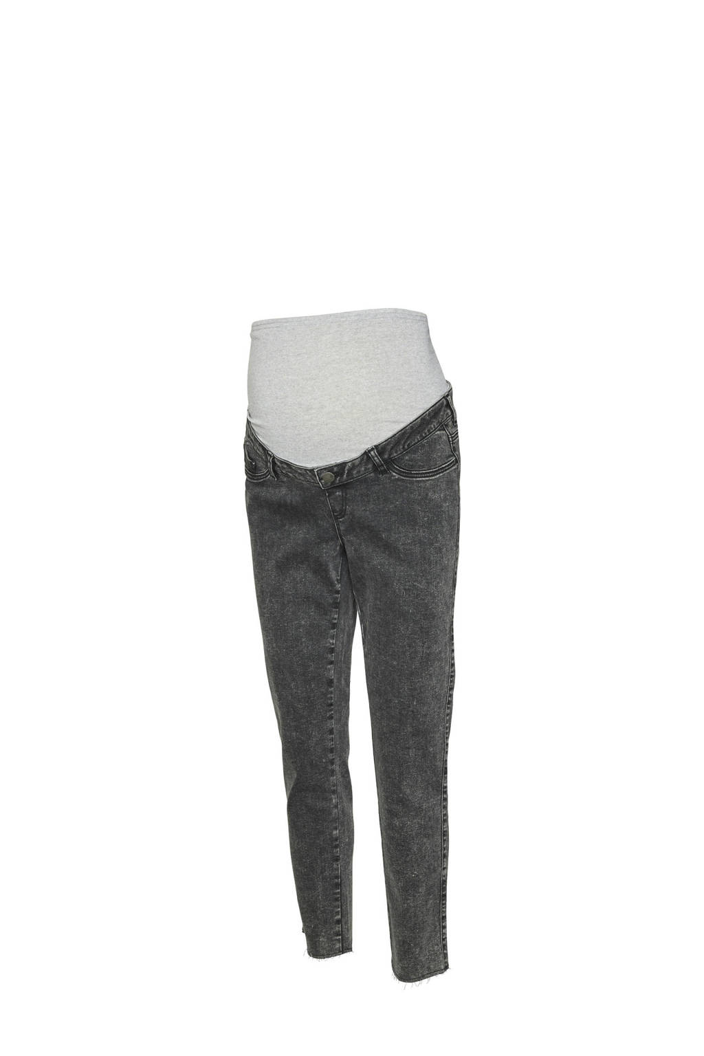 MAMALICIOUS high waist zwangerschaps slim fit jeans MLOSAKA grey denim