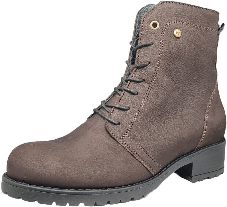 Wolky Bruine Leren Veterlaarzen Comfortabel Brown Dames