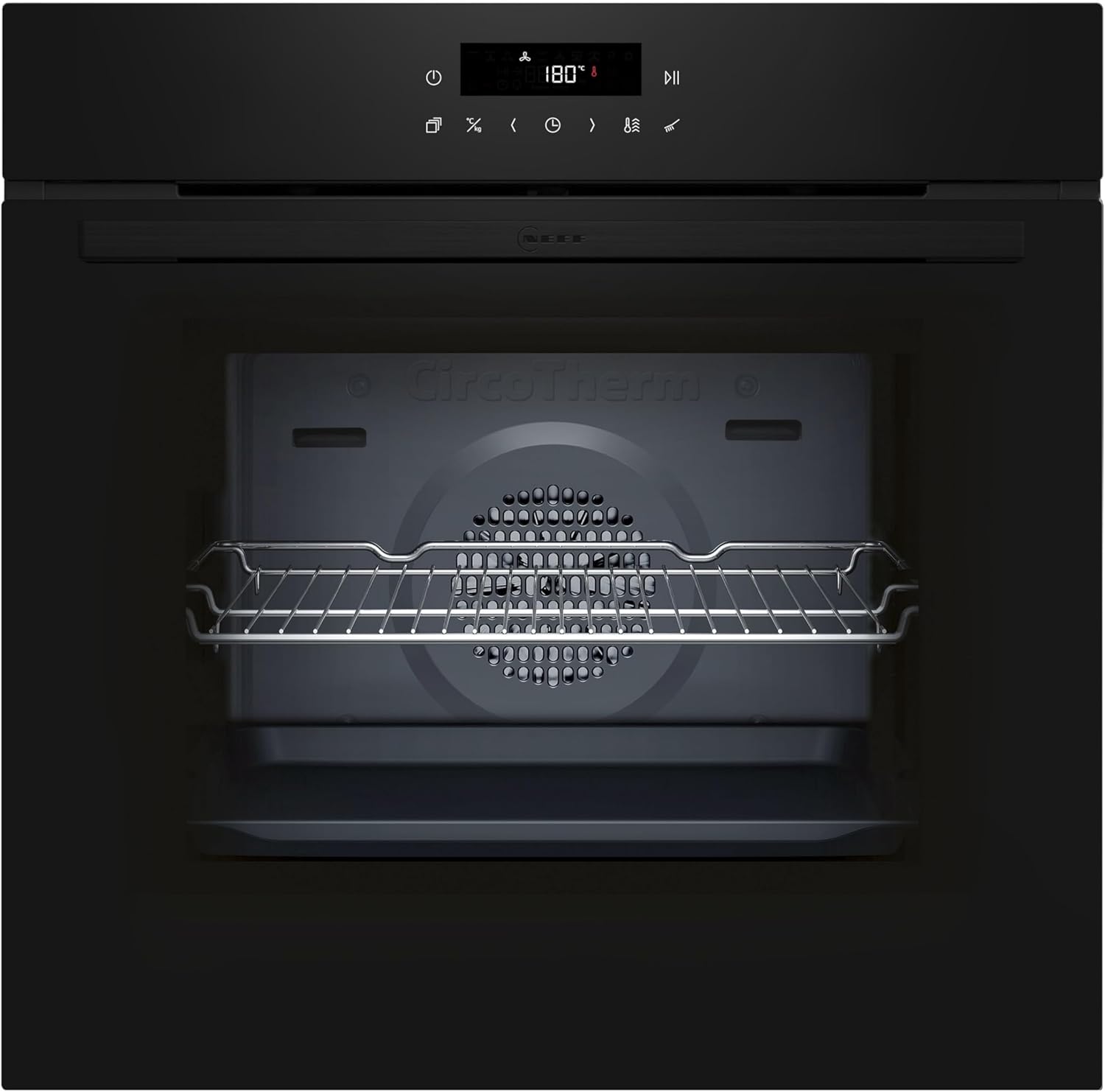 NEFF B2CCJ7AK3, N30, Backofen, LED Touch Control, 3D Heißluft, CircoTherm, Air Fry und Air Fry-Backblech, Automatikprogramme, Pyrolyse und Easy Clean, Kindersicherung, 60 x 60 cm, Schwarz