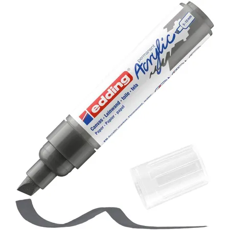 edding 5000 Acrylmarker breit - grau - 1 Acrylstift wasserfest - breite Keilspitze 5-10 mm