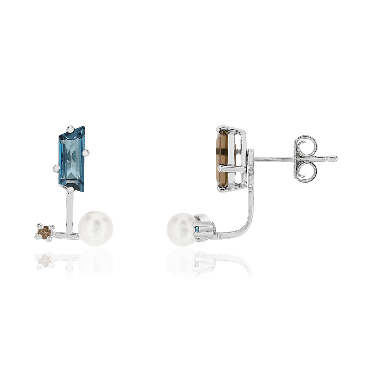 Boucles d'oreilles MATY Or 375 blanc pierres fines
