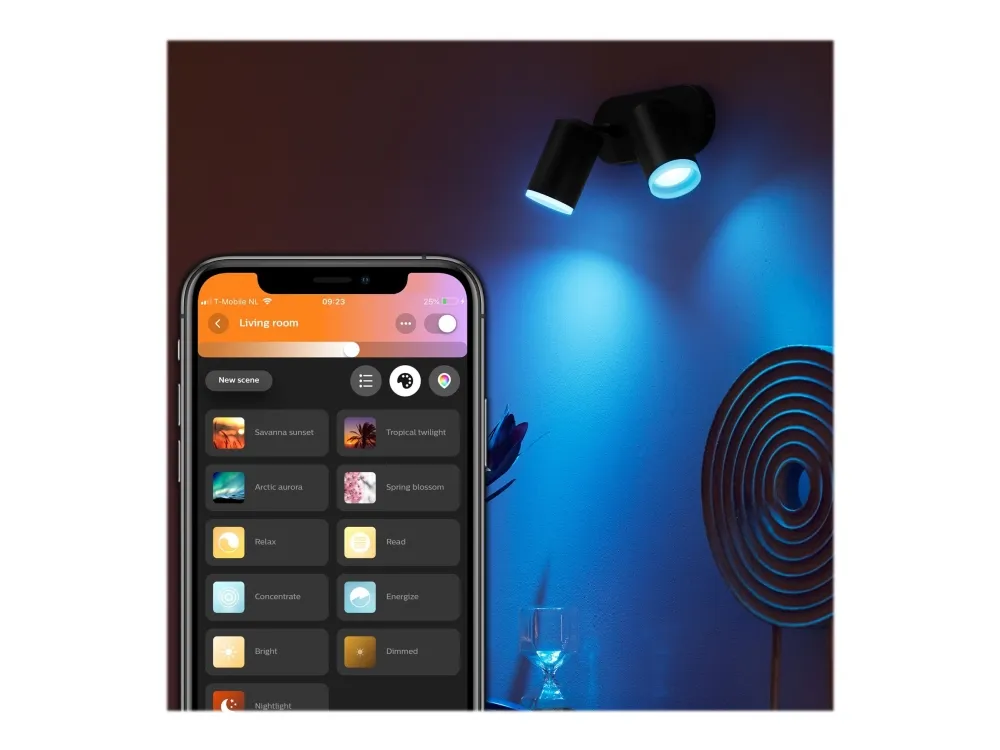 Philips Hue White and Color Ambiance Fugato - Spotlys - LED-lyspære x 2 - GU10 - total: 11.4 W - klasse A  - 16 millioner farver - sort