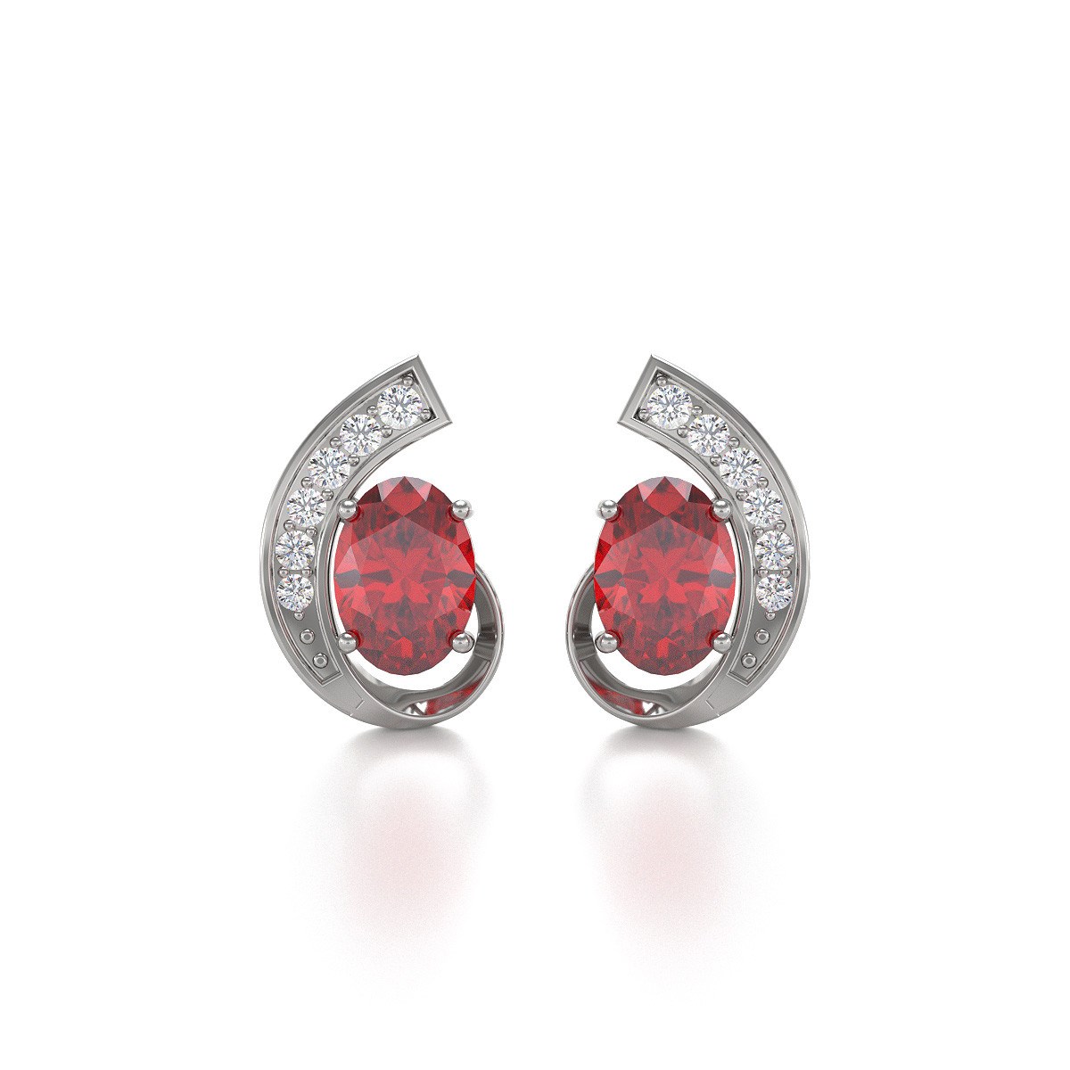 Boucles d'oreilles ADEN Rubis et Diamants sur Argent 925 2.10grs