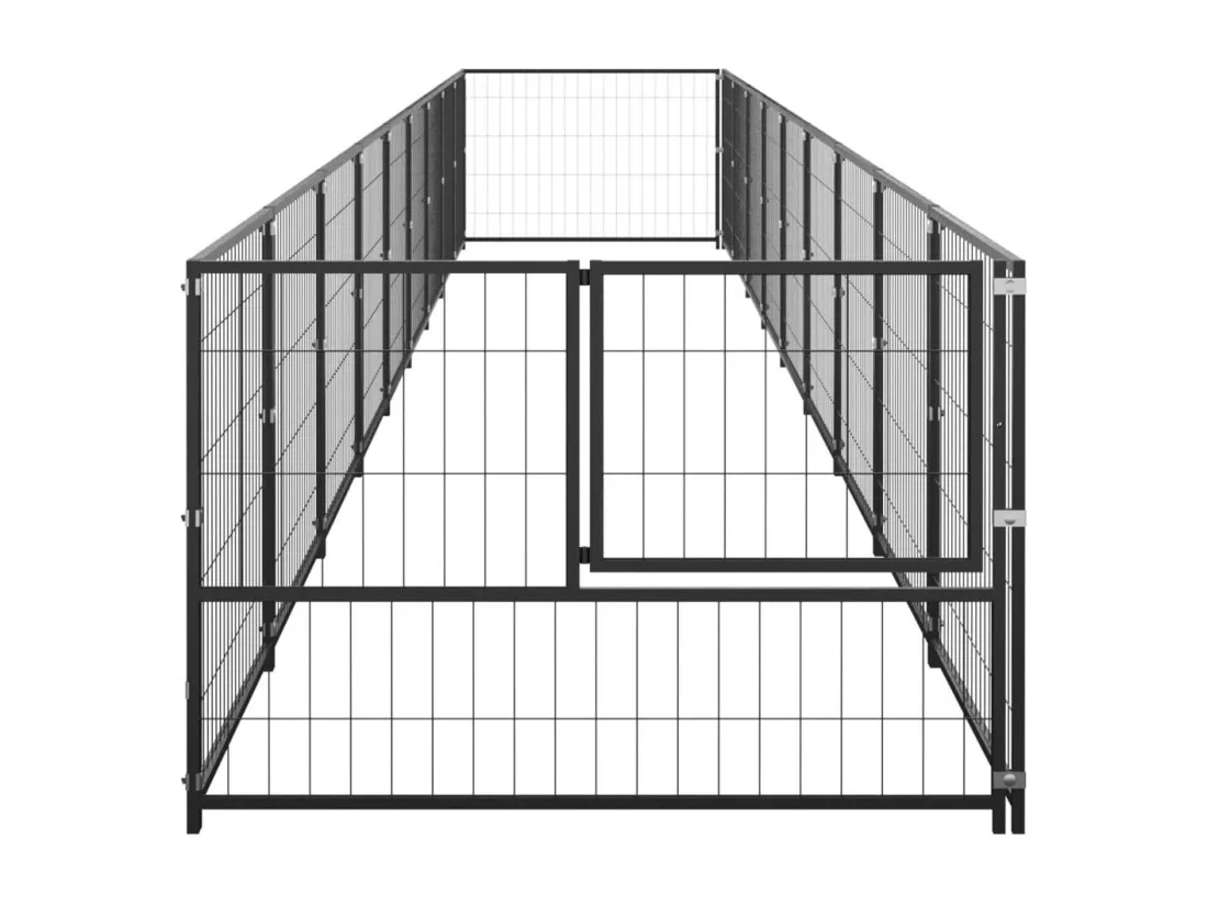 Chenil extérieur cage enclos noire 900 x 100 x 70 cm 02_0000562