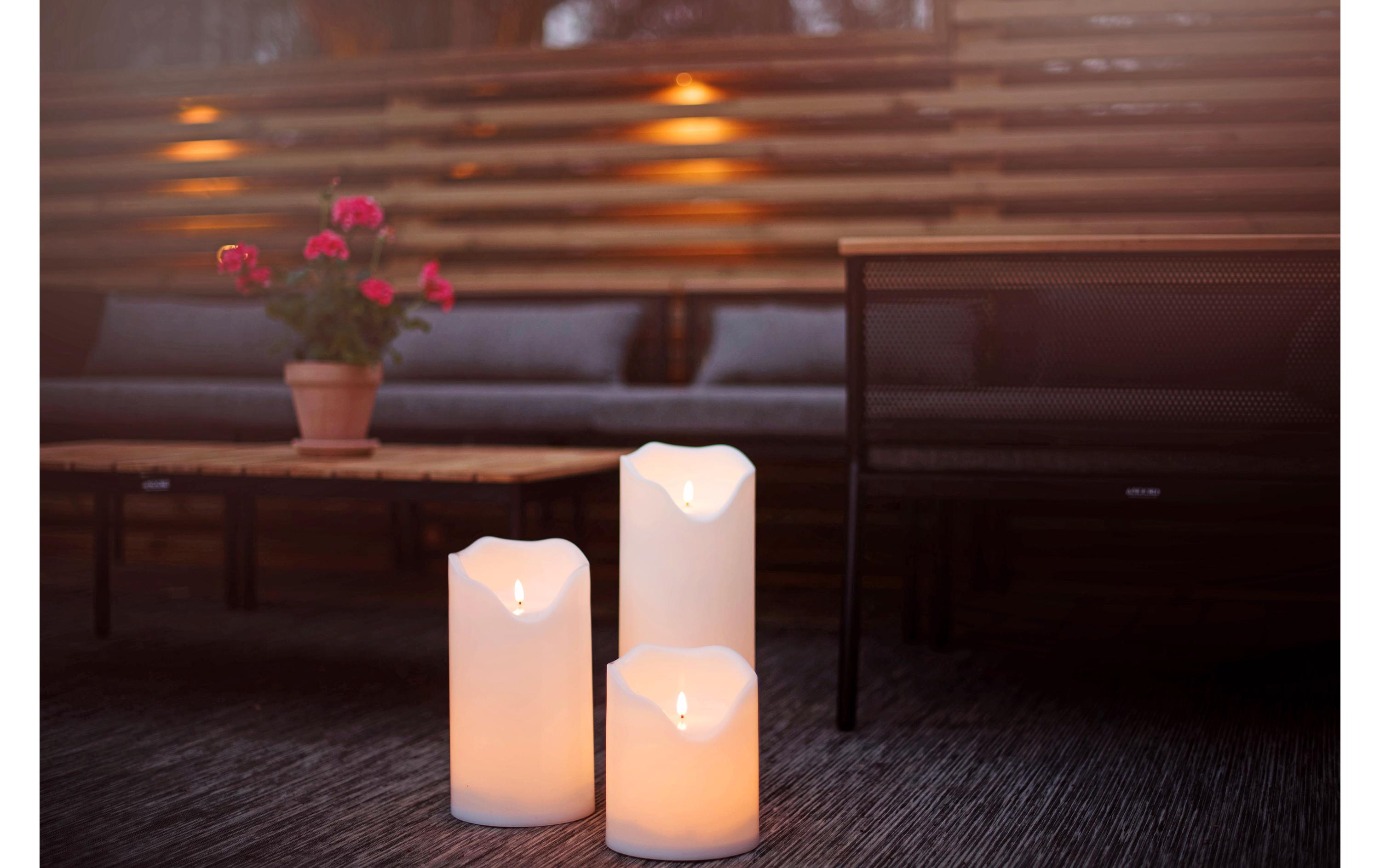 LED-Kerze Pillar Flamme Grand Ø 16 x 40 cm, WeissKünstliche Kerze mit beweglicher Flamme