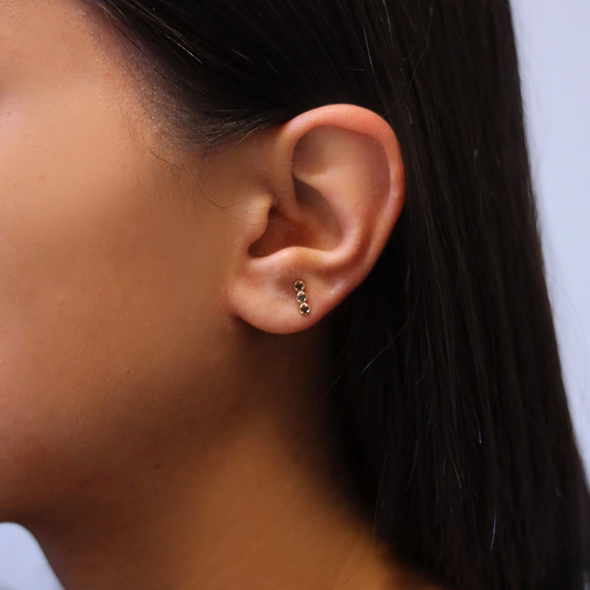 Boucles D'oreilles Argent Doré Trio De Pierre Blanche
