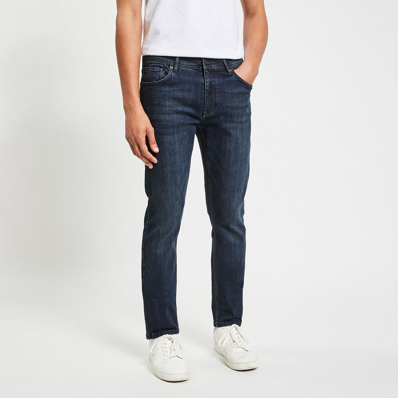 Jean straight intérieur doux Bleu
