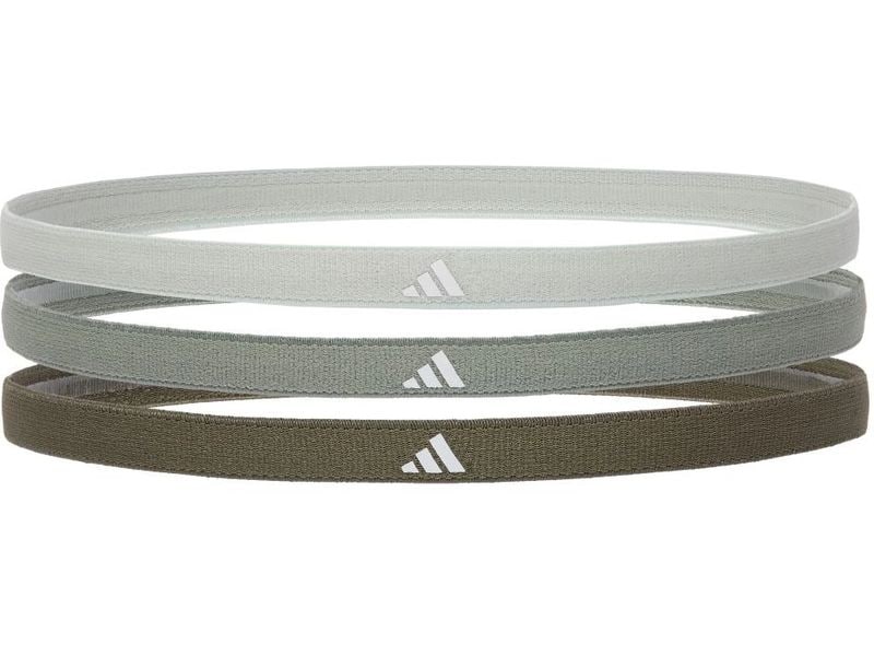 adidas Hairbands Hellgrau/Grau/Olivgrün Packung mit 3 Haarbändern