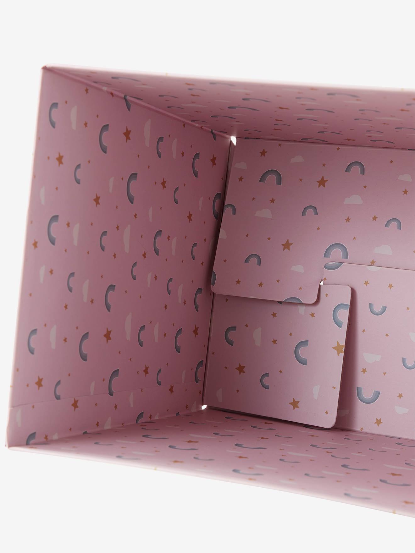Lixeira dobrável de papelão, tamanho médio, estampa de arco-íris rosa