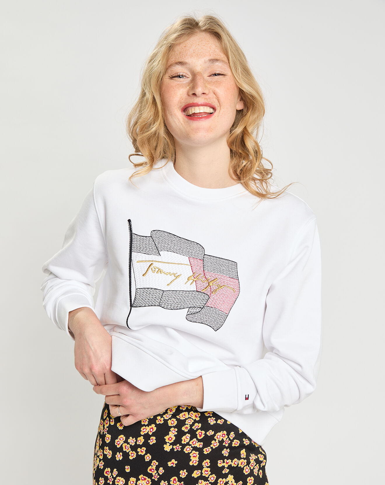 Tommy Hilfiger Sweat 100% Coton Bio relaxed box blanc