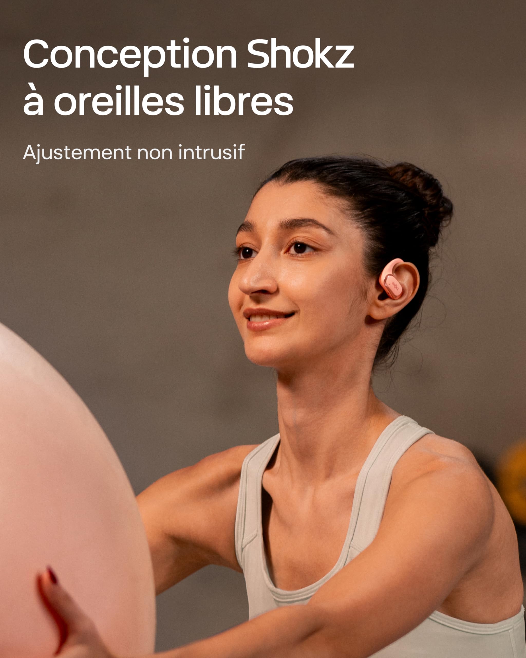 SHOKZ Écouteurs à Oreilles Libres OpenFit Air, Casque Bluetooth sans Fil avec Microphone, écouteurs avec Crochet d’oreille Air, Charge Rapide, 28 h d’autonomie, étanchéité IP54 pour Le Sport – Rose